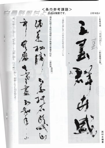 毛筆手本　条巾参考